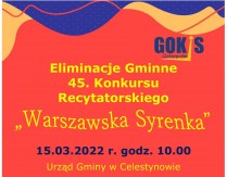 Eliminacje Gminne 45. Konkursu Recytatorskiego „Warszawska Syrenka”