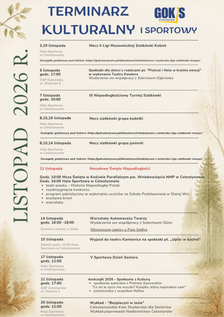 Przedstawiamy 𝙏𝙚𝙧𝙢𝙞𝙣𝙖𝙧𝙯 𝙆𝙪𝙡𝙩𝙪𝙧𝙖𝙡𝙣𝙮 𝙞 𝙎𝙥𝙤𝙧𝙩𝙤𝙬𝙮 – listopad 2026 r.