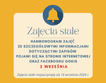 Informacja dotycząca zajęć stałych od września 2024