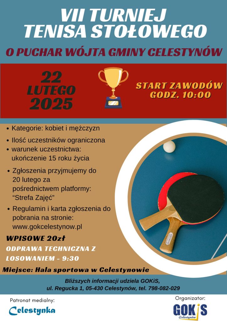 VII Turniej Tenisa Stołowego o Puchar Wójta Gminy Celestynów