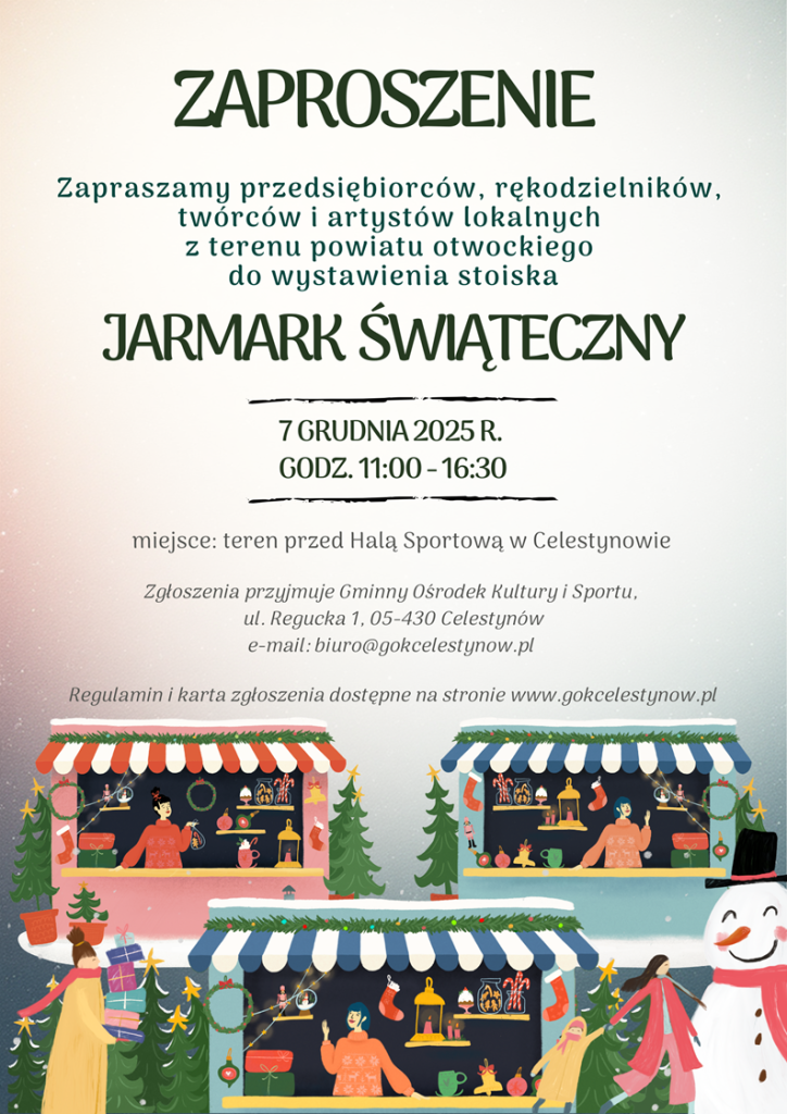 Jarmark Bożonarodzeniowy – zaproszenie przedsiębiorców, rękodzielników, twórców i artystów do wystawienia stoiska